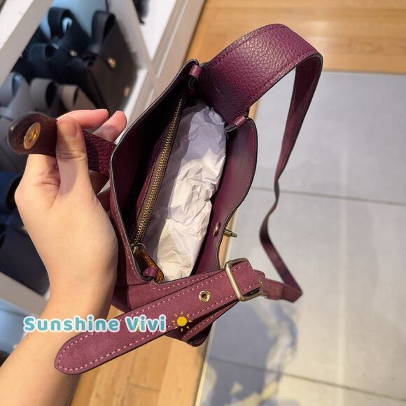 NWT Coach Hadley Mini Crossbody Bag In Suede/Gold/Maroon Purple CDB00 - Picture 5 of 8